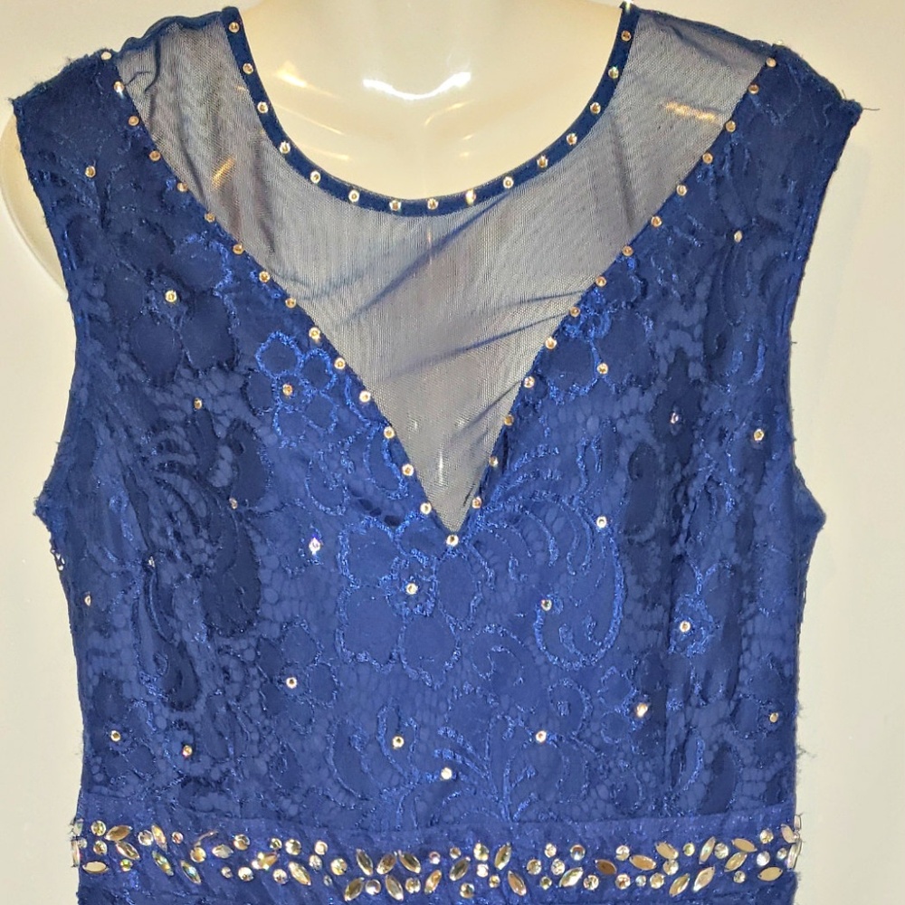 Enfocus Studio Special Occasion Dress, Lace, Blue,